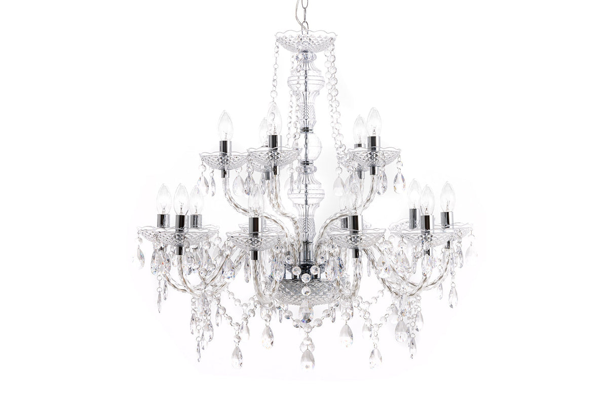 Lustre design CRYSTAL XL 80cm lustre 15 bras en acrylique transparent