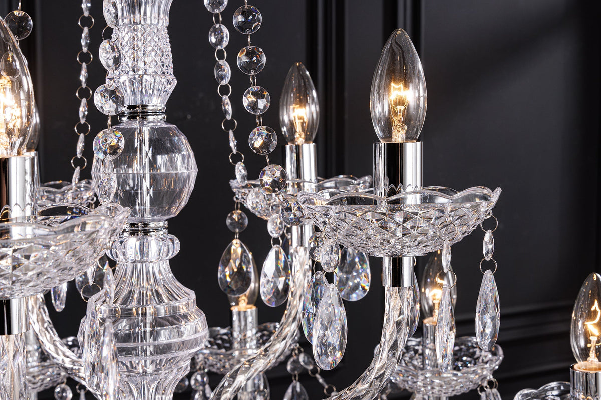 Lustre design CRYSTAL XL 80cm lustre 15 bras en acrylique transparent