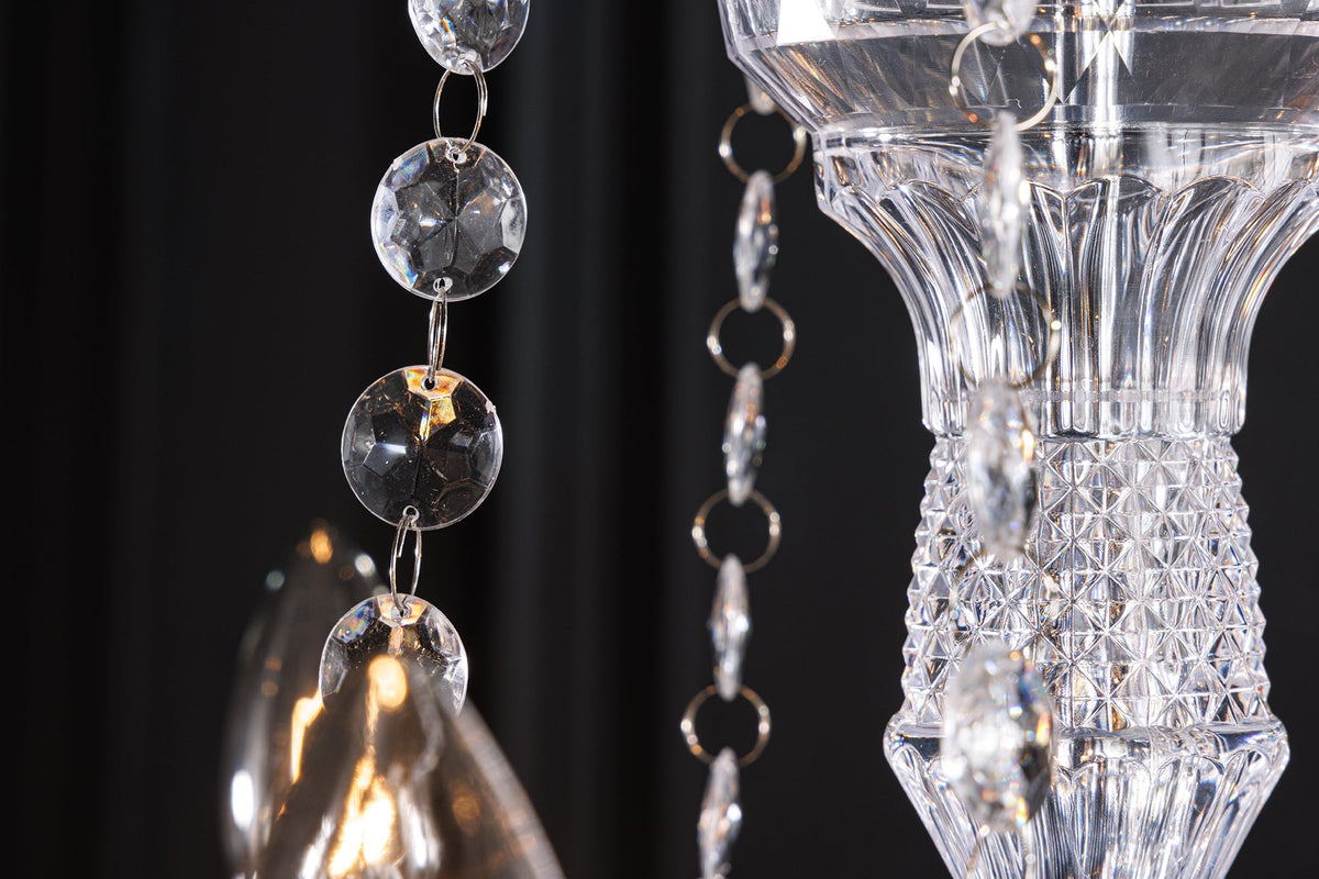 Lustre design CRYSTAL XL 80cm lustre 15 bras en acrylique transparent
