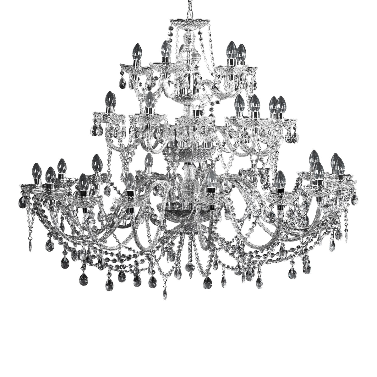 Lustre design CRYSTAL XXL 120cm acrylique transparent lampe cristal 30 bras