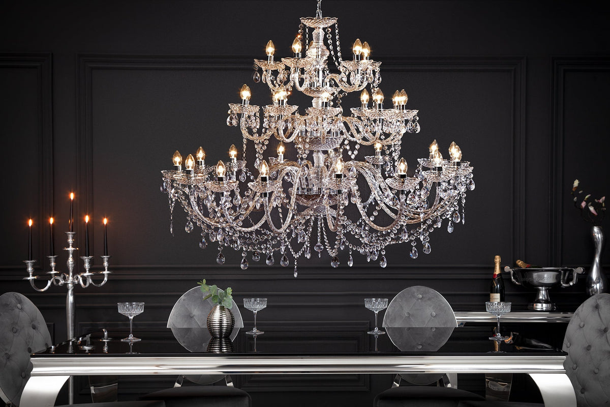 Lustre design CRYSTAL XXL 120cm acrylique transparent lampe cristal 30 bras