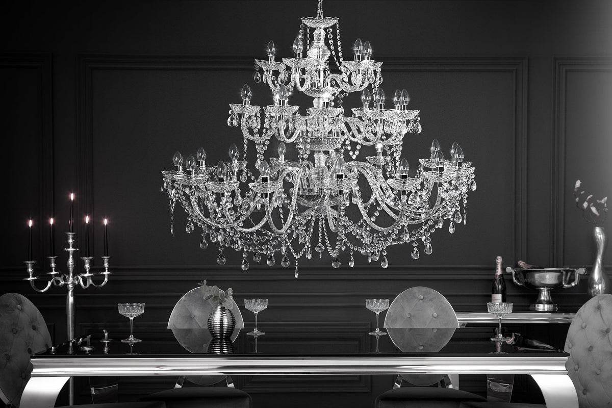 Lustre design CRYSTAL XXL 120cm acrylique transparent lampe cristal 30 bras