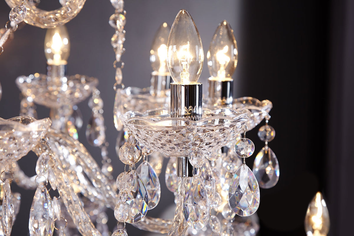 Lustre design CRYSTAL XXL 120cm acrylique transparent lampe cristal 30 bras