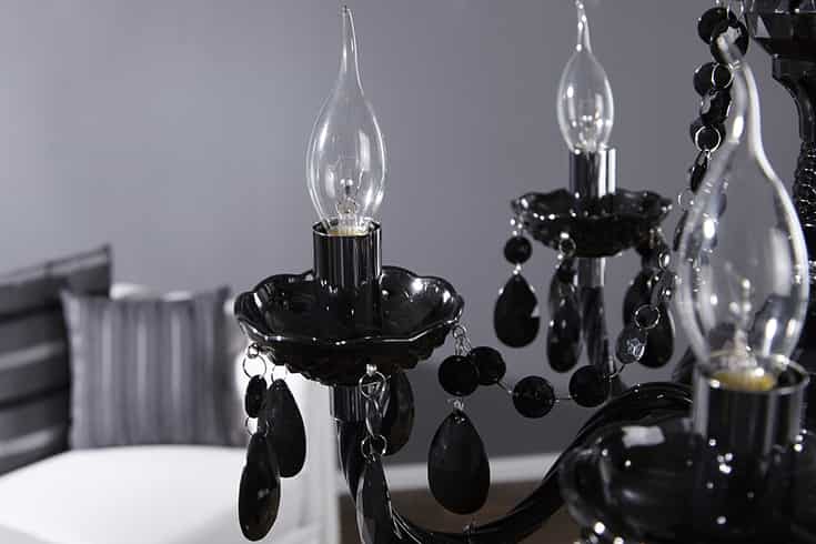 Lustre élégant BLACK CRYSTAL 55cm lustre 5 bras en acrylique noir