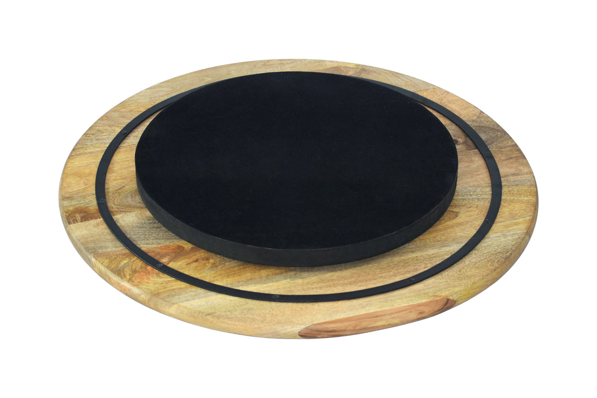 Massiver Drehteller SERVANT 60cm natur Mangoholz drehbare Servierplatte rund