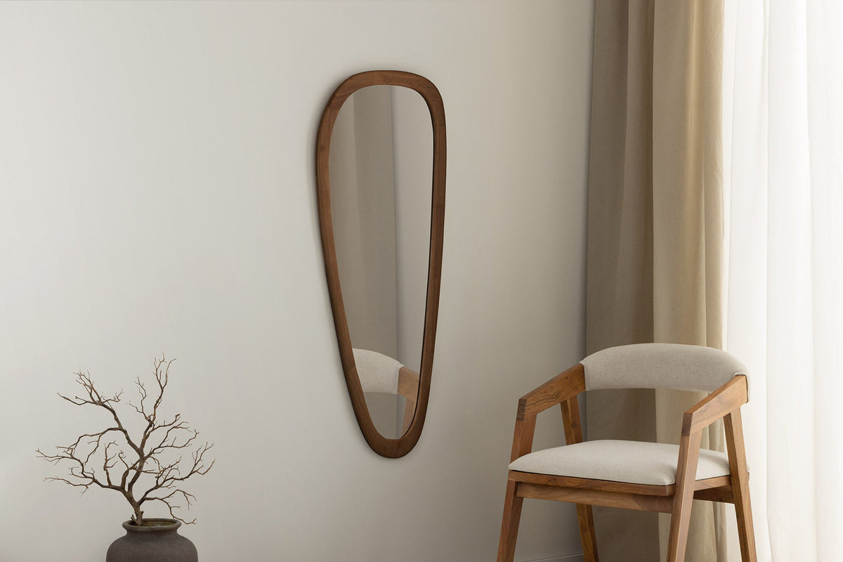 Massiver Wandspiegel ORGANIC 120cm braun Walnussholz-Design