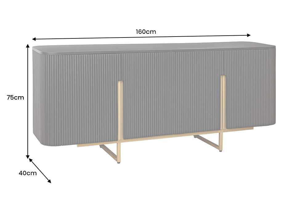 Massives Sideboard GATSBY 160cm schwarz gold Mangoholz Retro handmade