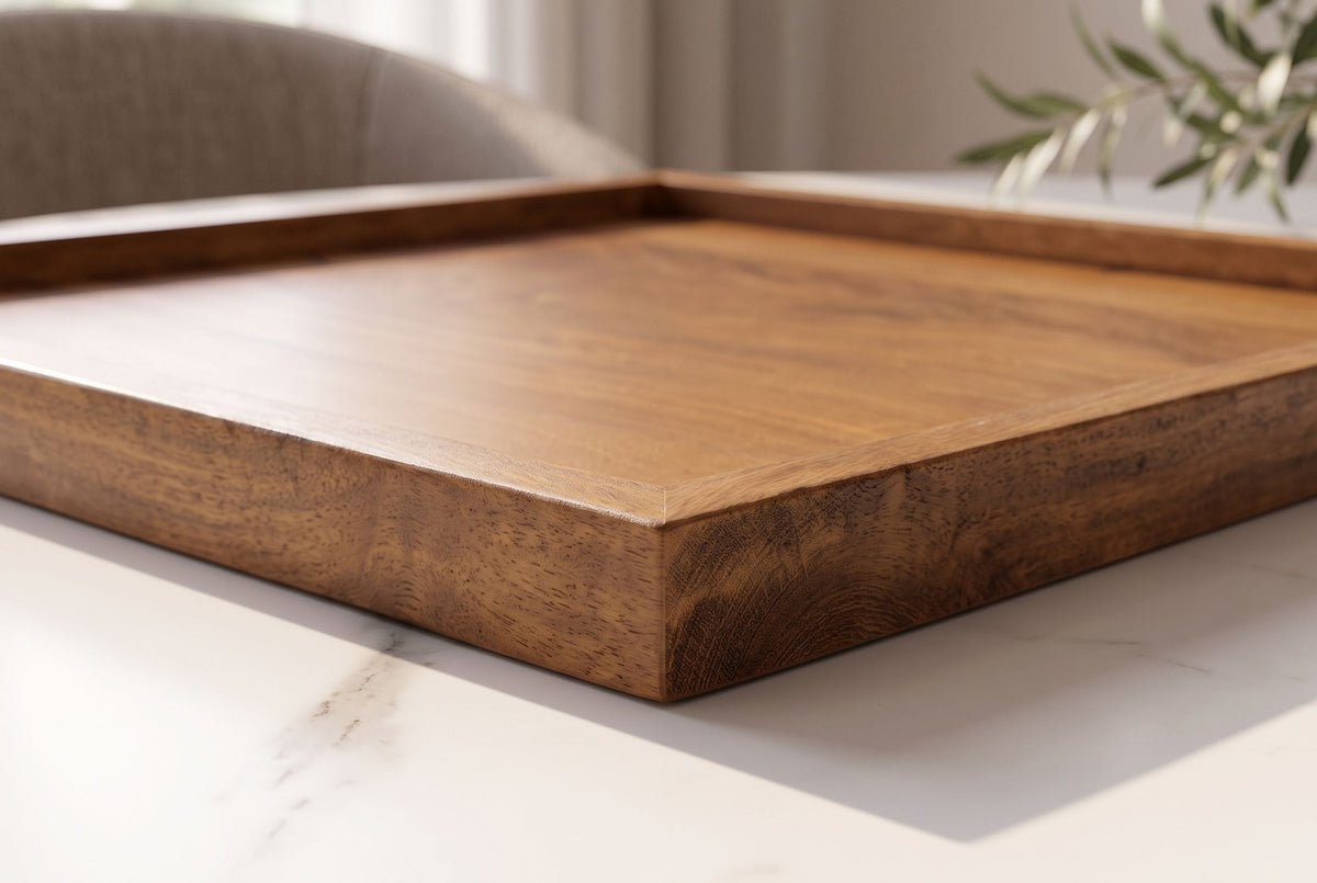 Massives Tablett MAKASSAR 50cm braun Mangoholz honey finish handmade