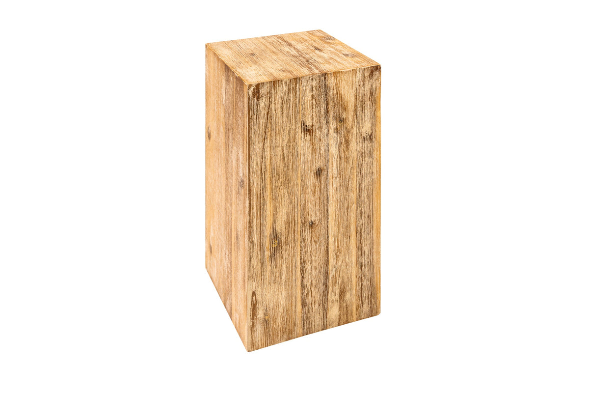 Massivholz Dekosäule COLUMNA 50cm Akazie teak-grau gekälkt Beistelltisch
