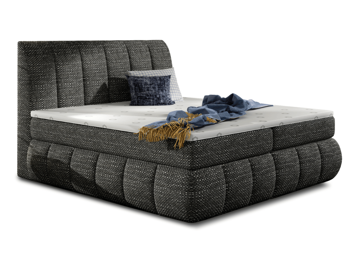 Lit Boxspring Mateo – Lit Complet avec Matelas, Sommier, Coffre de Rangement et Tête de Lit Design