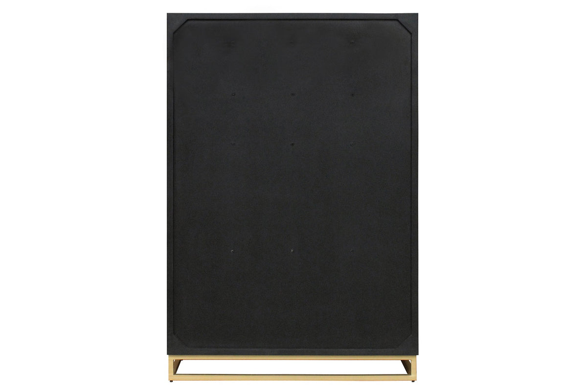 Meuble bar artisanal GOLDEN SUNSET 140cm noir doré bois de manguier massif