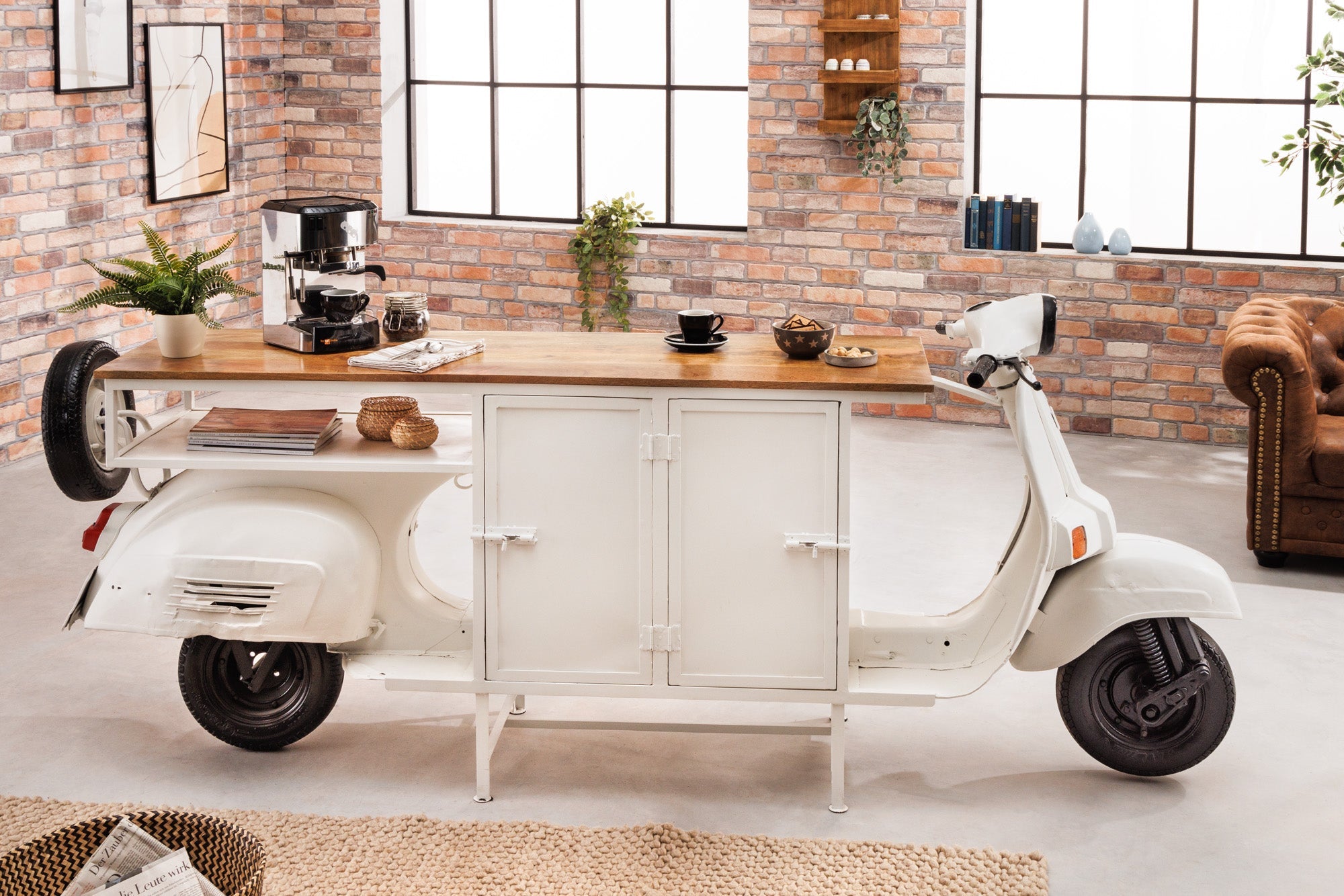 mueble-bar-extravagante-scooter-250cm-blanco-retro-consola-scooter-con-mango madera-upcycle_42104 (inv)