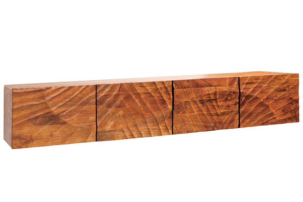 Meuble TV massif SCORPION 200cm meuble bas suspendu en manguier marron
