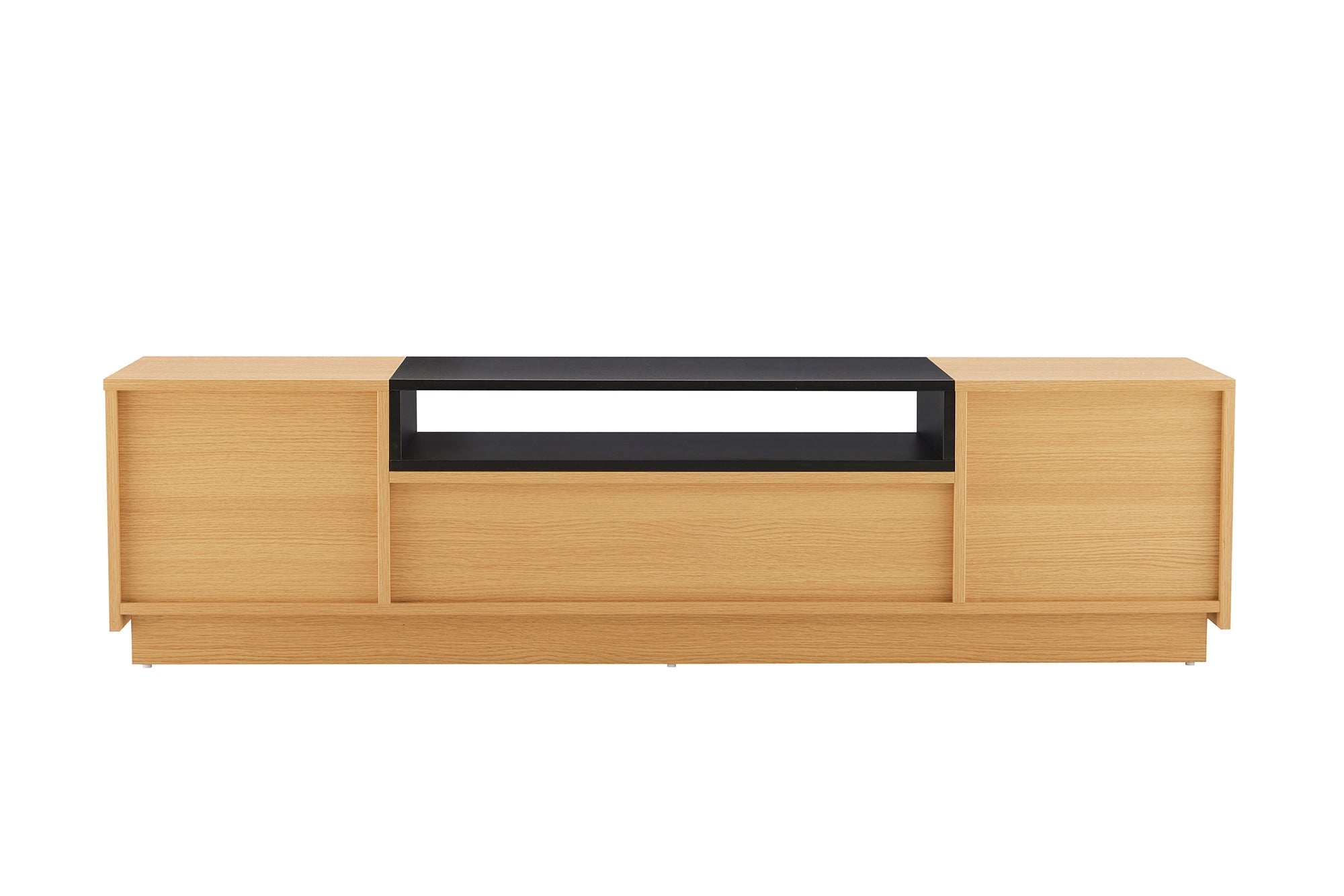 Meuble TV moderne LOFT 160cm noir naturel trois compartiments avec tiroir