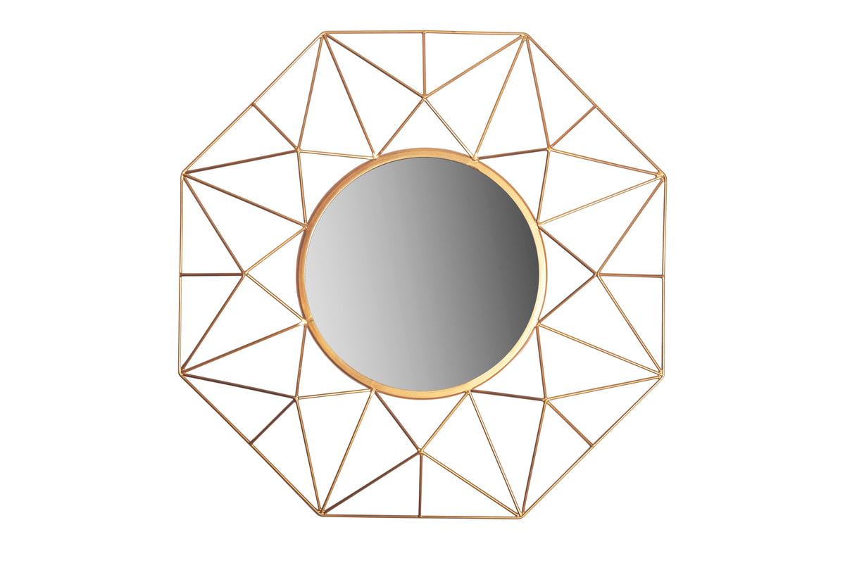 Miroir artisanal DIAMOND L 80cm doré en fer au design rétro