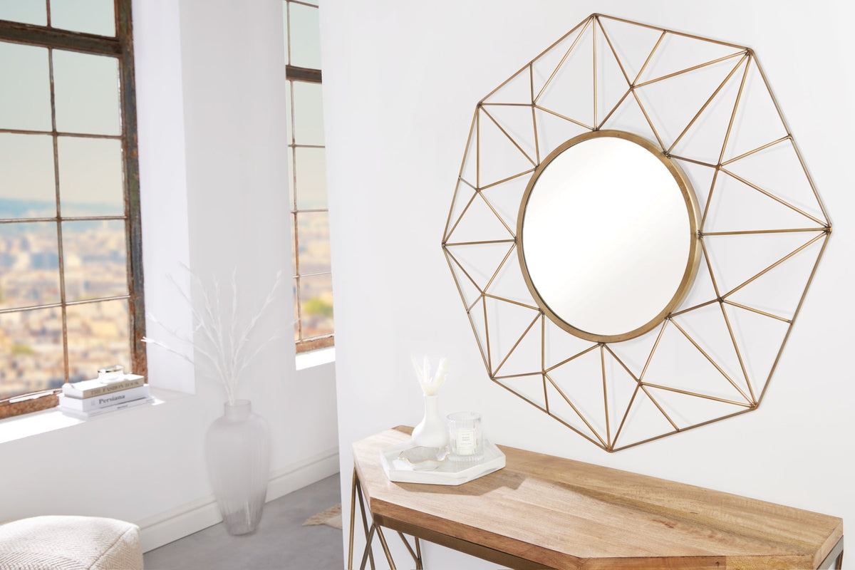 Miroir artisanal DIAMOND XL 90cm en laiton en fer au design rétro