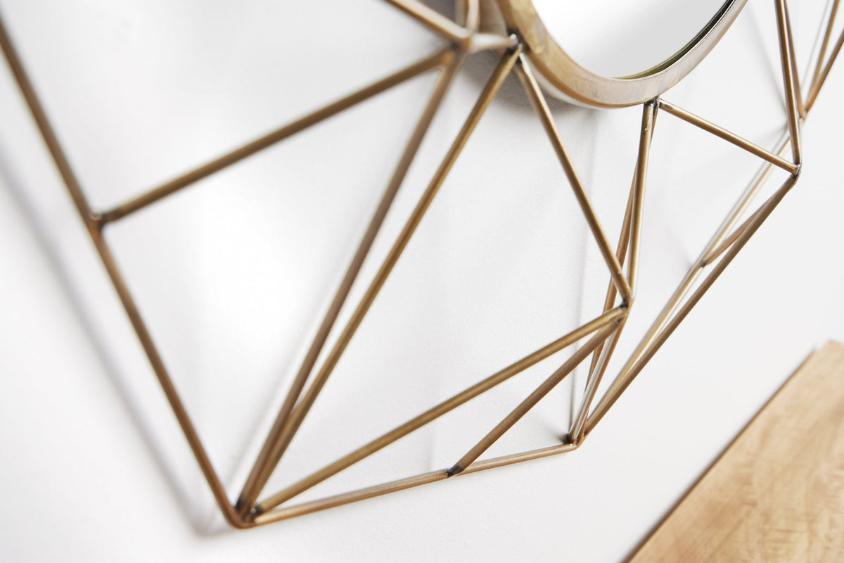 Miroir artisanal DIAMOND XL 90cm en laiton en fer au design rétro