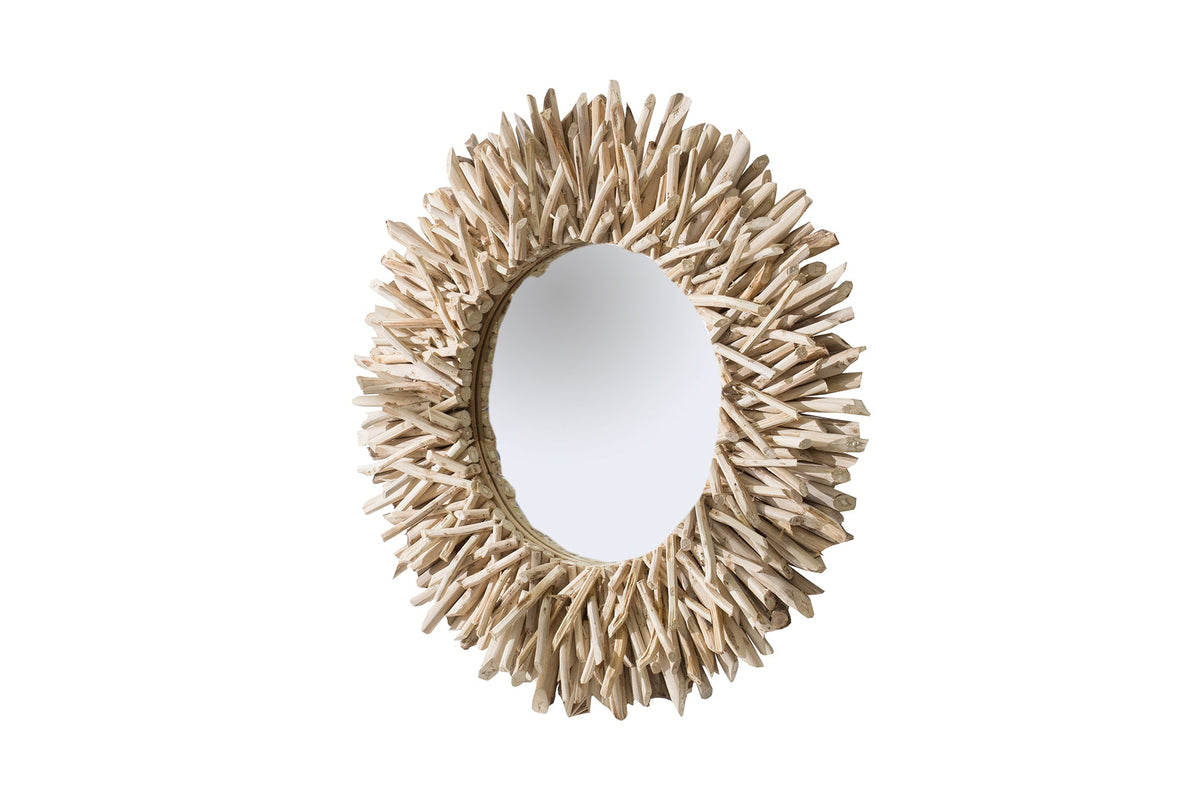 Miroir artisanal en teck RIVERSIDE 80cm bois flotté naturel