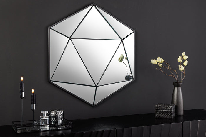 Miroir design DIAMOND 65cm métal noir fait main