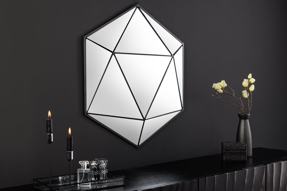 Miroir design DIAMOND 65cm métal noir fait main