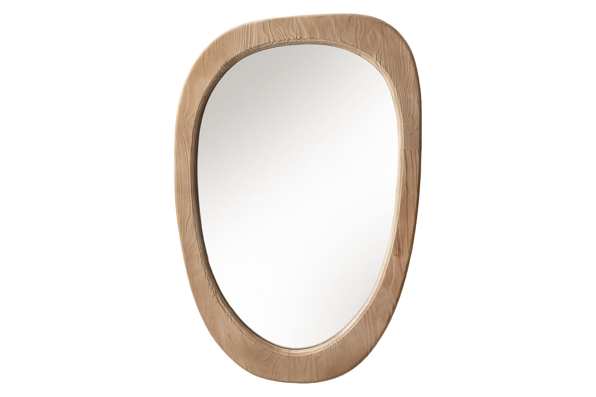 Miroir design ORGANIC 105cm naturel beige bois de pin cadre arrondi miroir mural