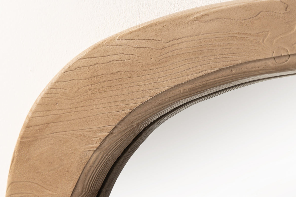 Miroir design ORGANIC 105cm naturel beige bois de pin cadre arrondi miroir mural
