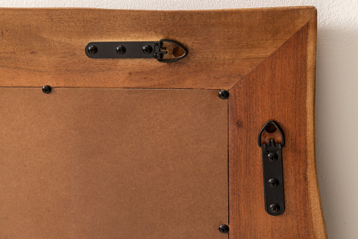 Miroir massif MAMMUT 160cm marron bois d'acacia bord d'arbre miroir mural