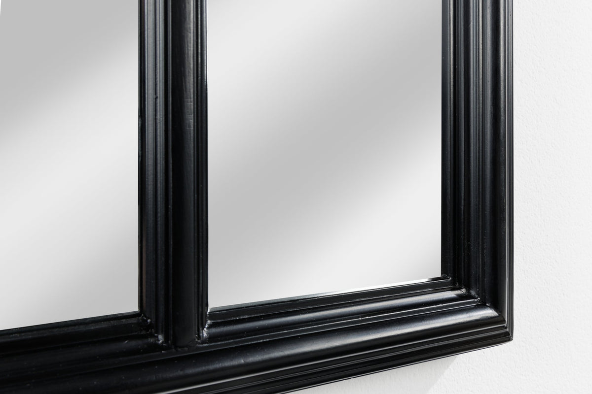 Miroir mural design CASTILLO 140cm fenêtre style maison de campagne noir