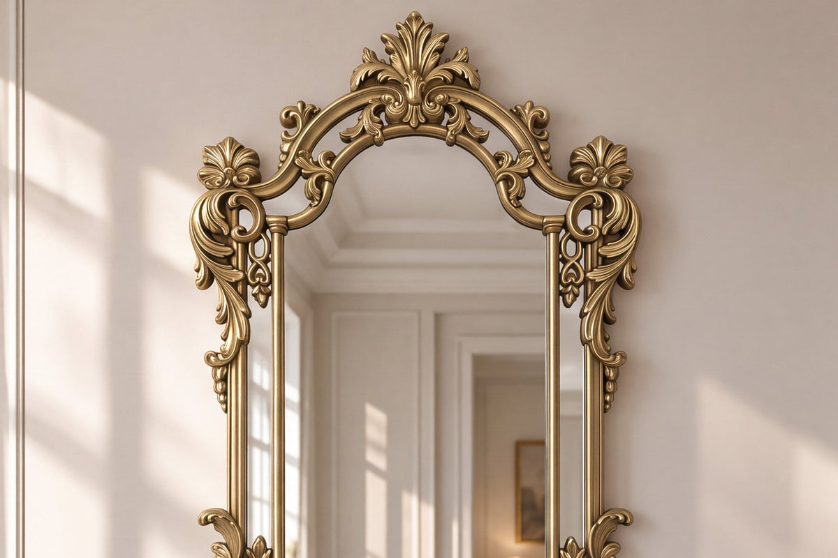 Miroir mural design OPULENT 150cm or décoration de cadre riche en détails Baroque moderne