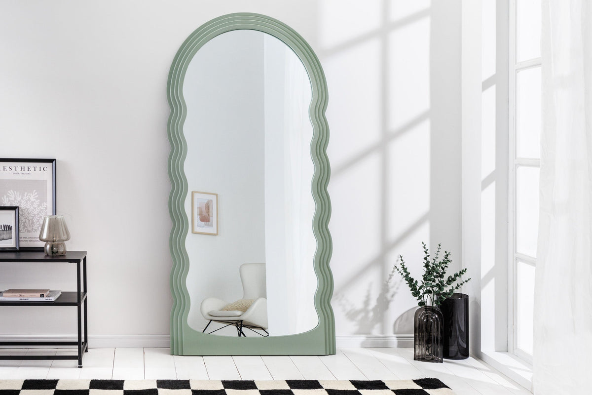 Miroir mural design WAVE 160cm vert sauge