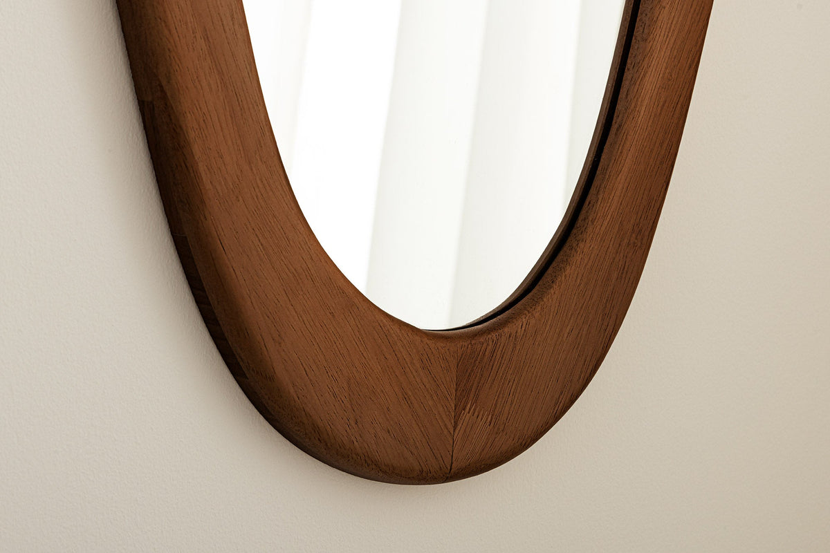 Miroir mural massif ORGANIC 120cm marron design bois de noyer