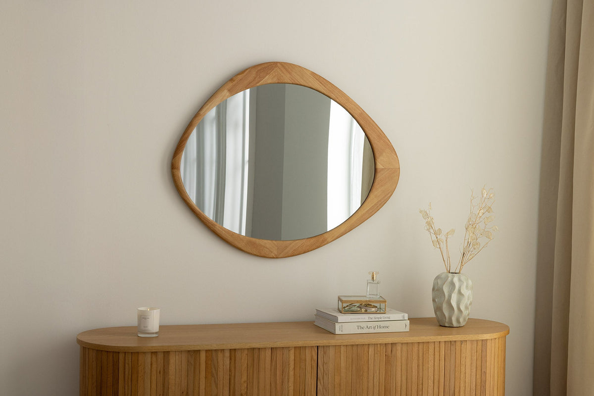 Miroir mural massif ORGANIC 90cm design en bois de chêne naturel