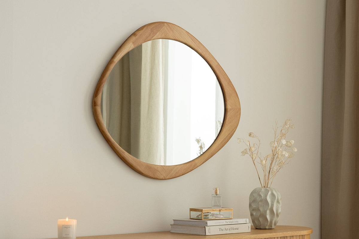 Miroir mural massif ORGANIC 90cm design en bois de chêne naturel