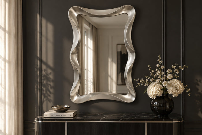Miroir mural moderne ALICE 120cm argent suspension variable