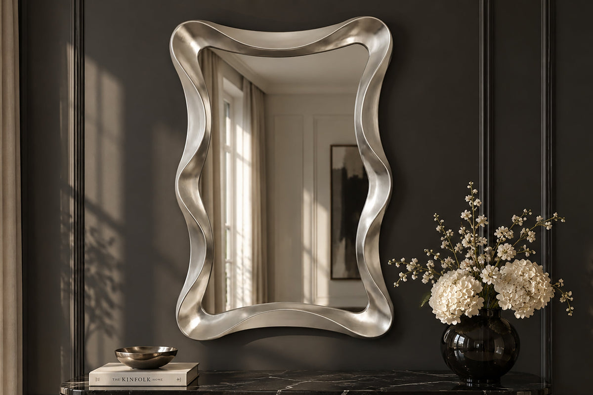 Miroir mural moderne ALICE 120cm argent suspension variable
