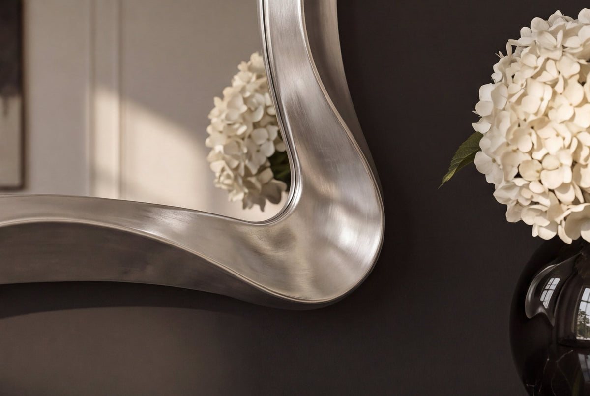 Miroir mural moderne ALICE 120cm argent suspension variable