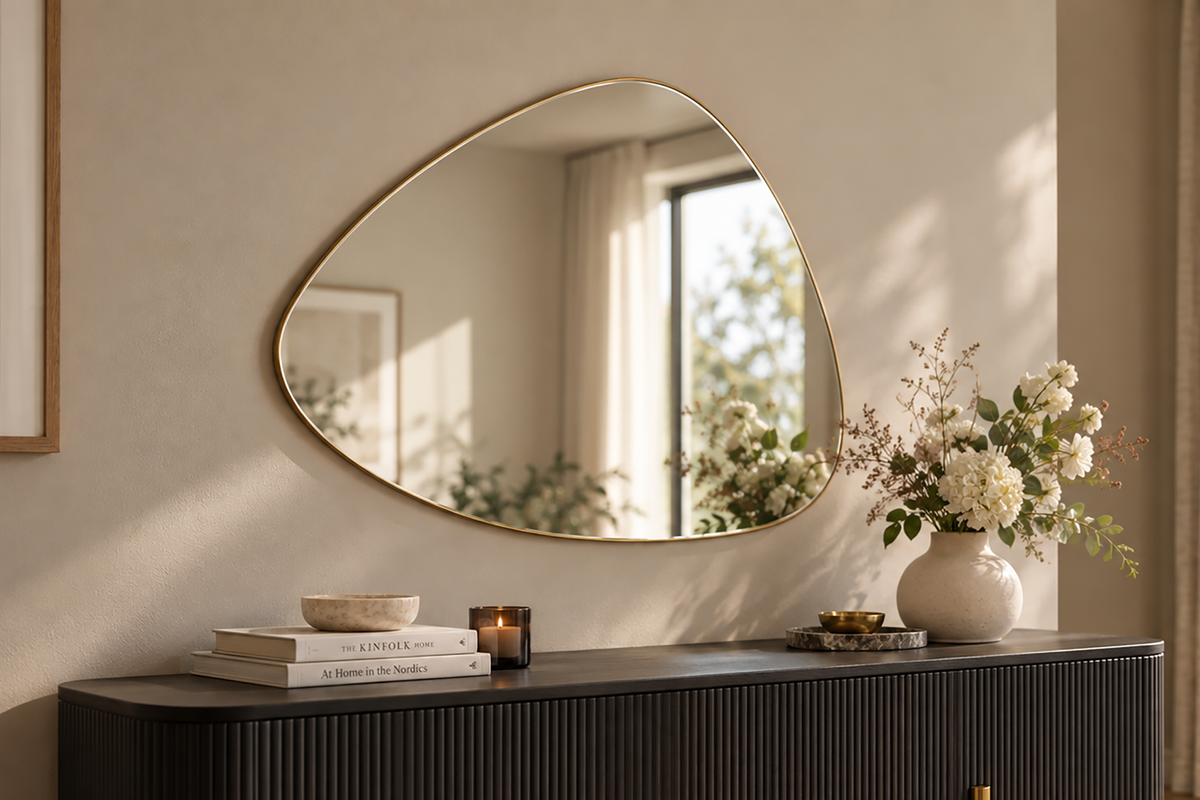 Miroir mural moderne NOEMI 85cm or accrochage variable