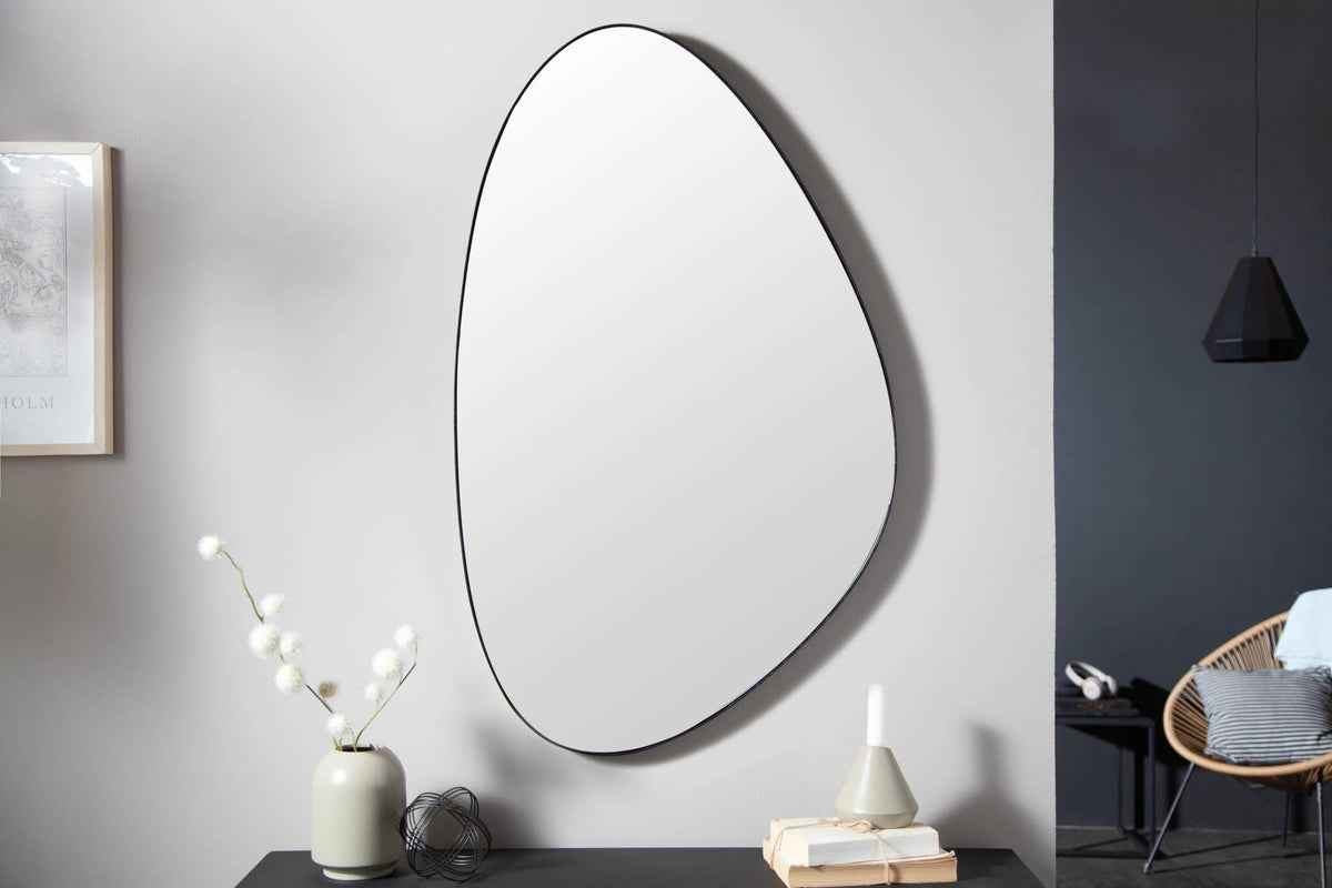 Miroir mural moderne NOEMI 90cm noir design asymétrique