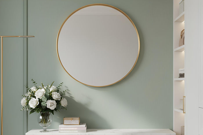 Miroir mural rond PORTRAIT 60cm or avec cadre métallique