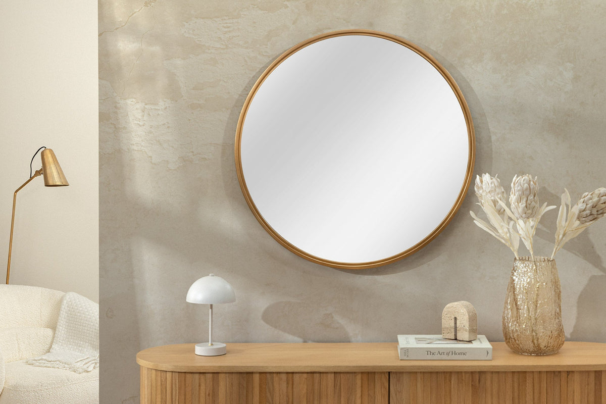 Miroir mural rond PORTRAIT 60cm or fer fait main