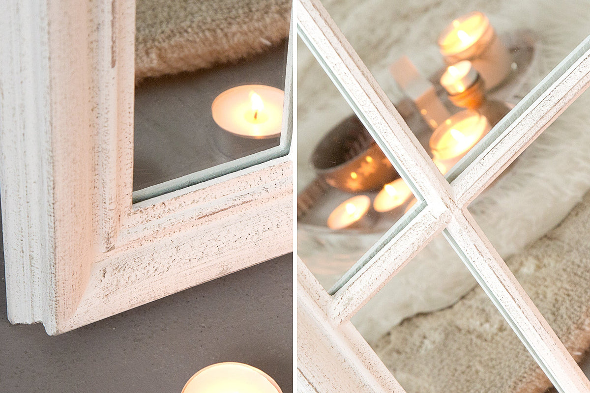 Miroir mural vintage CASTILLO 140cm blanc crème arc rond design shabby chic style maison de campagne