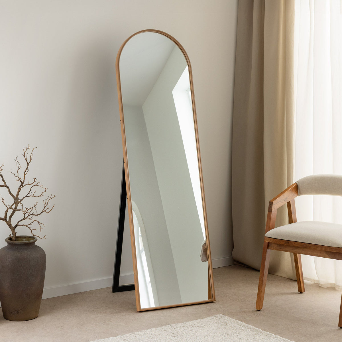 Miroir sur pied nordique PORTRAIT 165cm naturel en design bois de chêne