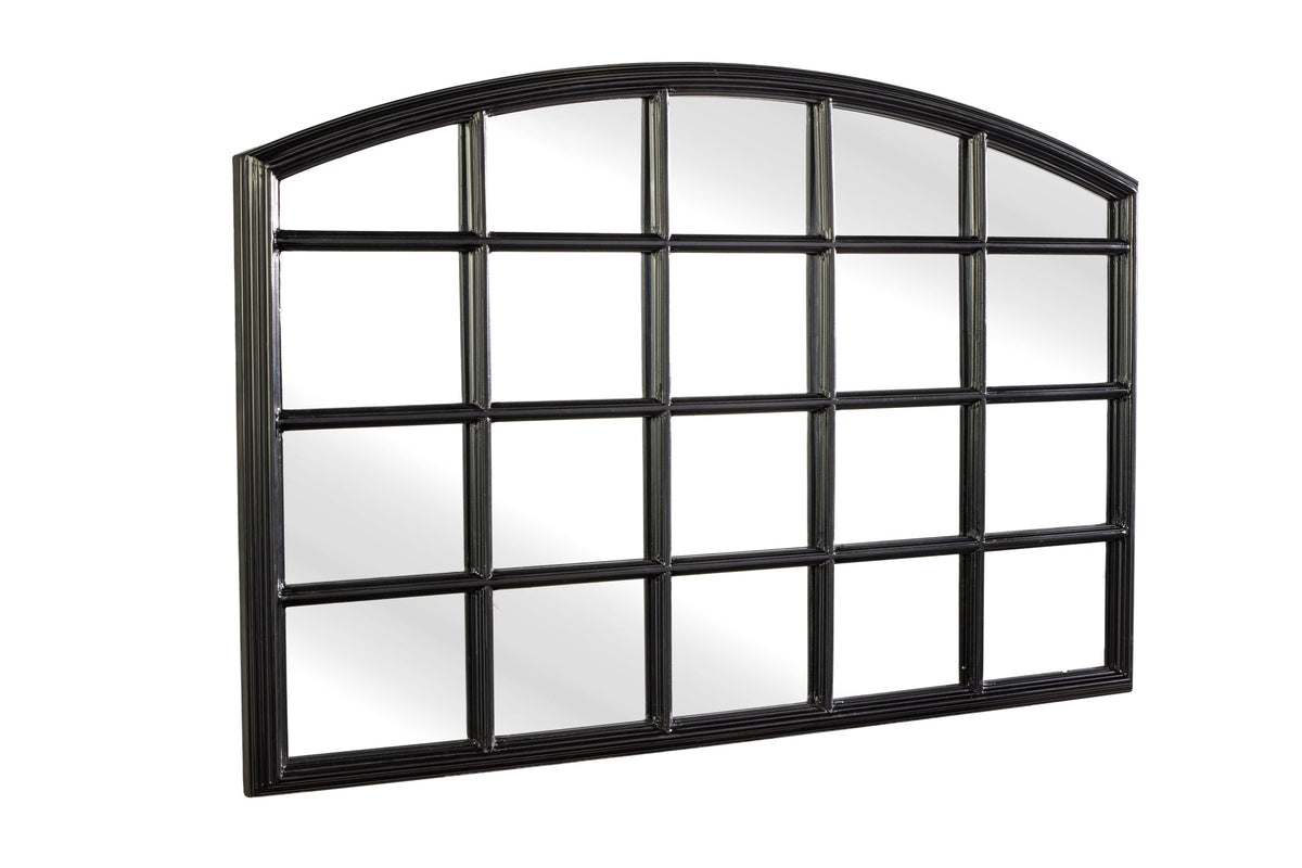 Moderne miroir mural PARIS 120cm noir miroir fenêtre design arc-rond