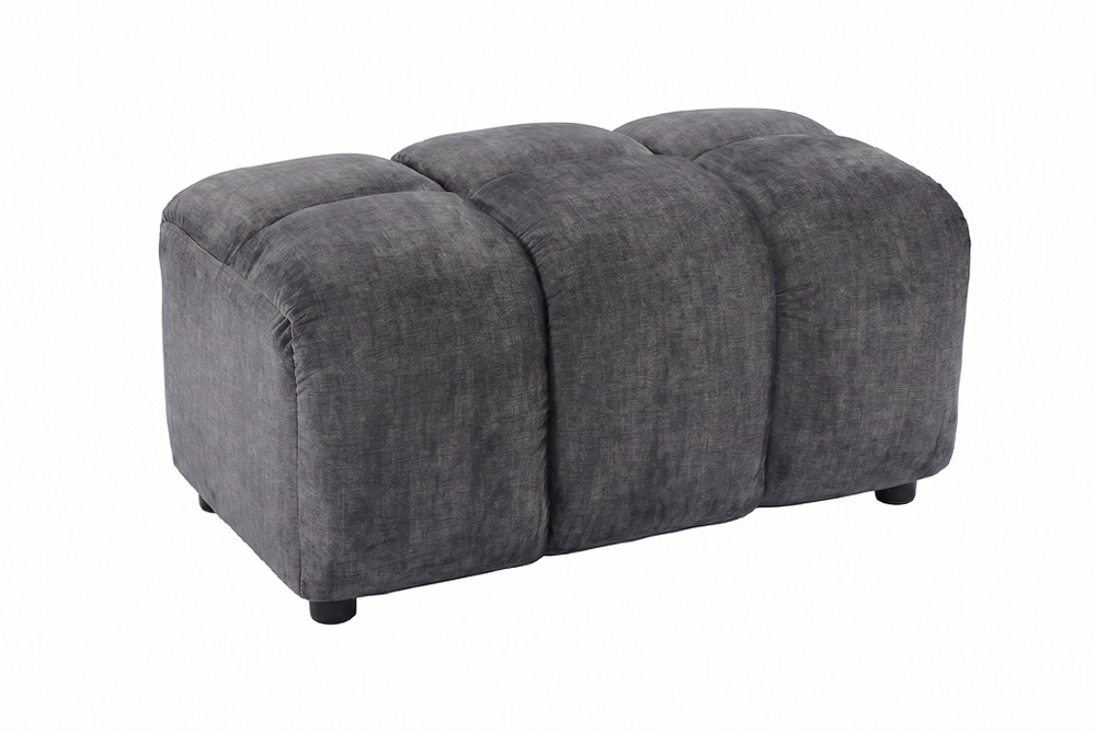 Moderne pouf CLOUD 100cm gris Vogue tissu velours ressorts repose-pieds pouf