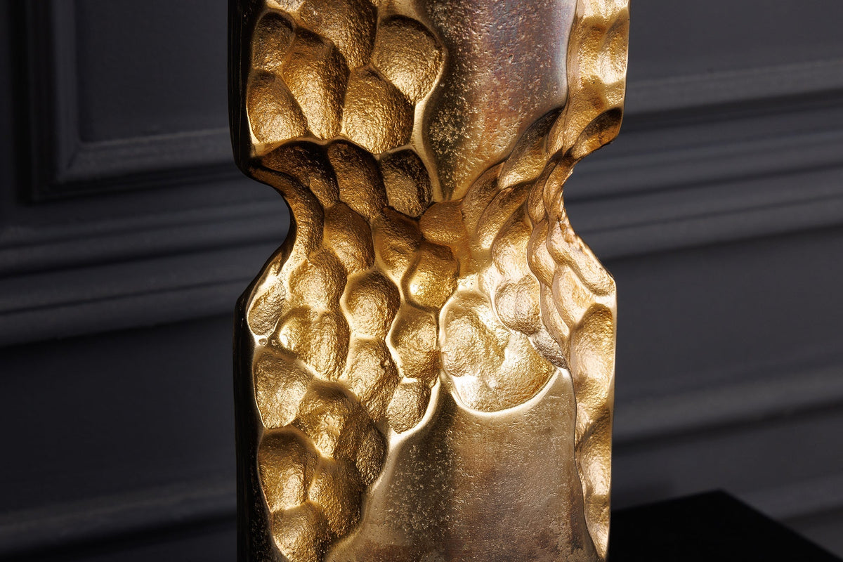 Moderne Vase PRECIOUS 50cm schwarz gold Metall Hammerschlag Design