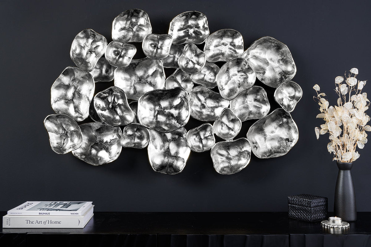 Moderne Wanddekoration VARIATION 105cm silber Metall handmade