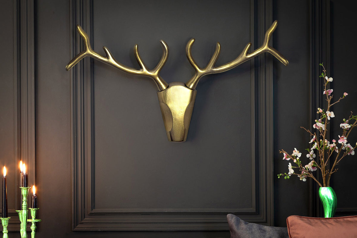Moderne Wanddekoration VEADO 100cm gold Hirschgeweih