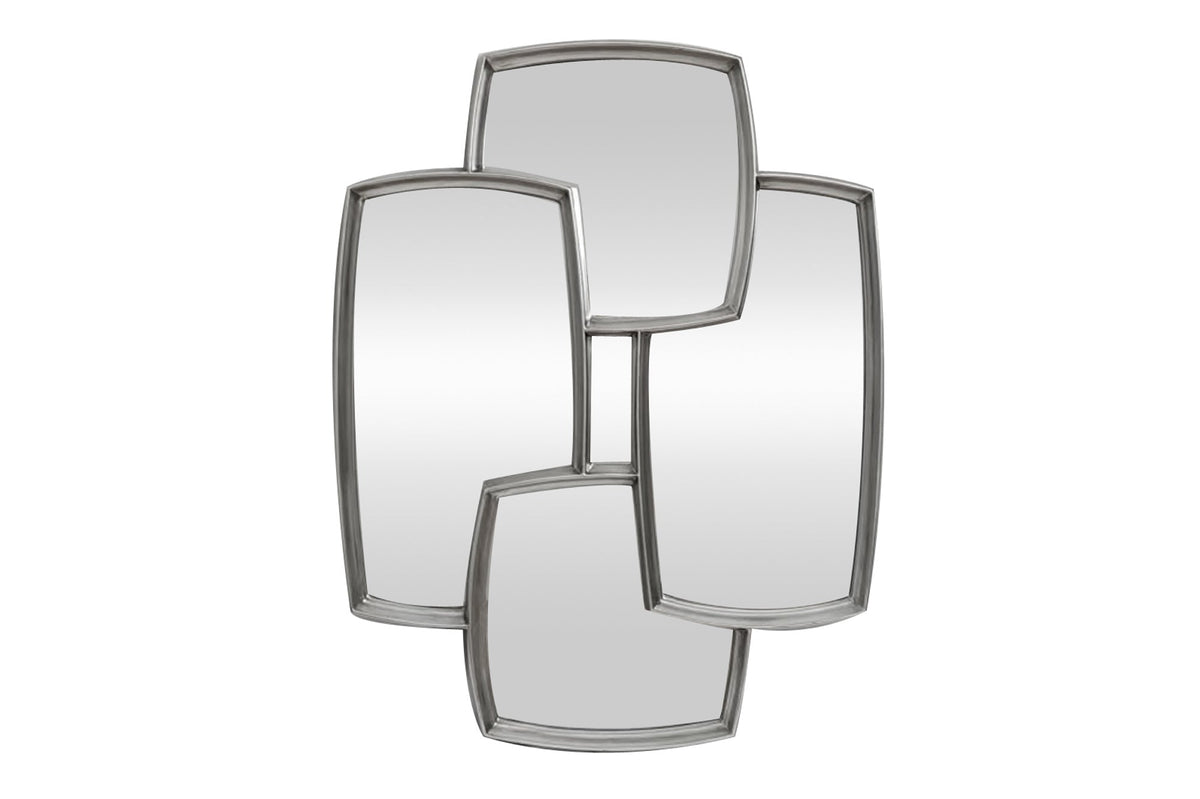Moderner Wandspiegel QUADRA 90cm silber variabel aufhängbar vier Spiegel