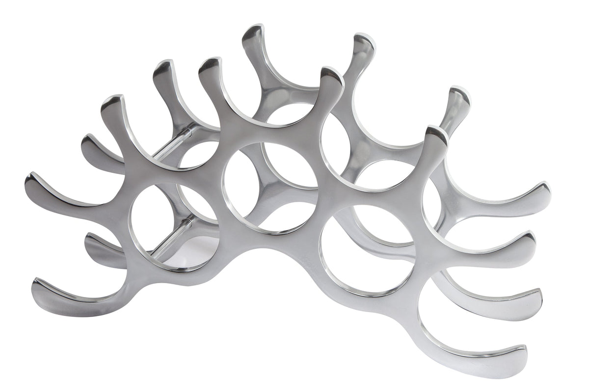 Modernes Weinregal FLAME 48cm silber für 10 Flaschen Flaschenhalter