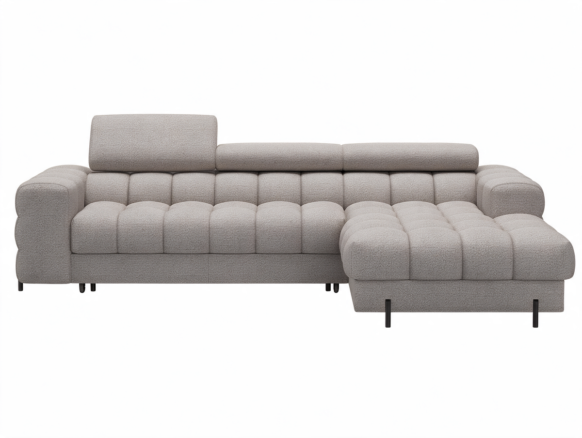 MONTCEAU ANGLE — Canapé d’angle convertible bouclette chinée taupe